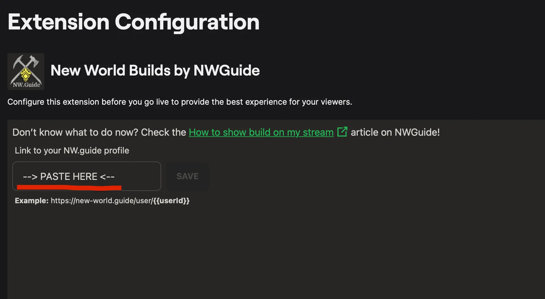 This is the input to where you need link to the profile for the list of builds to load