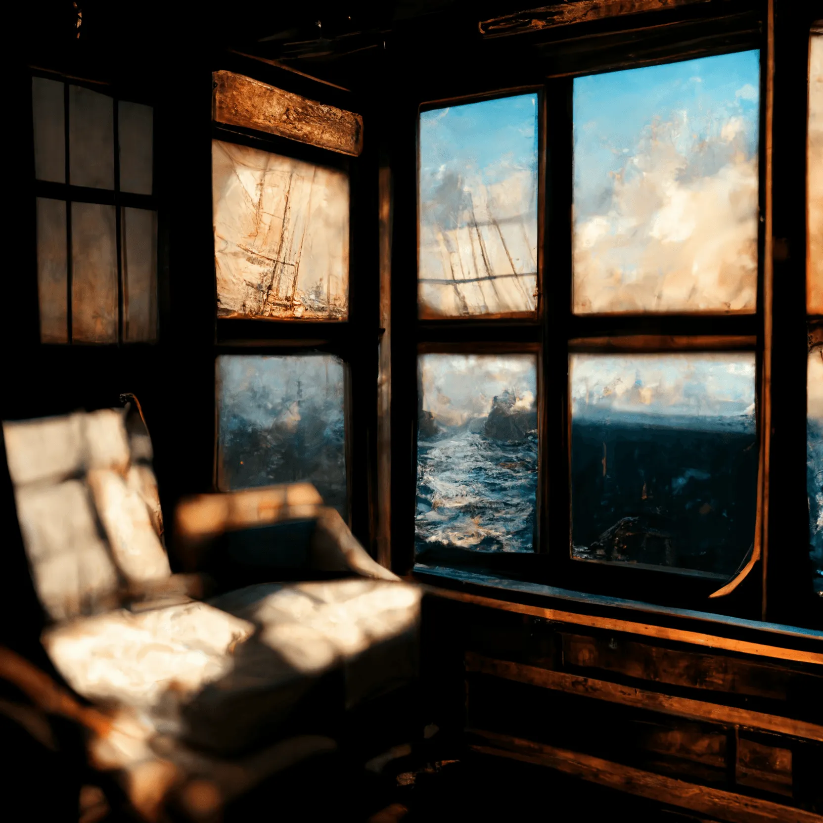 View from Isabella's&nbsp;ship's cabin during the expedition to reach lands on the New World - lore of the game on New World Guide