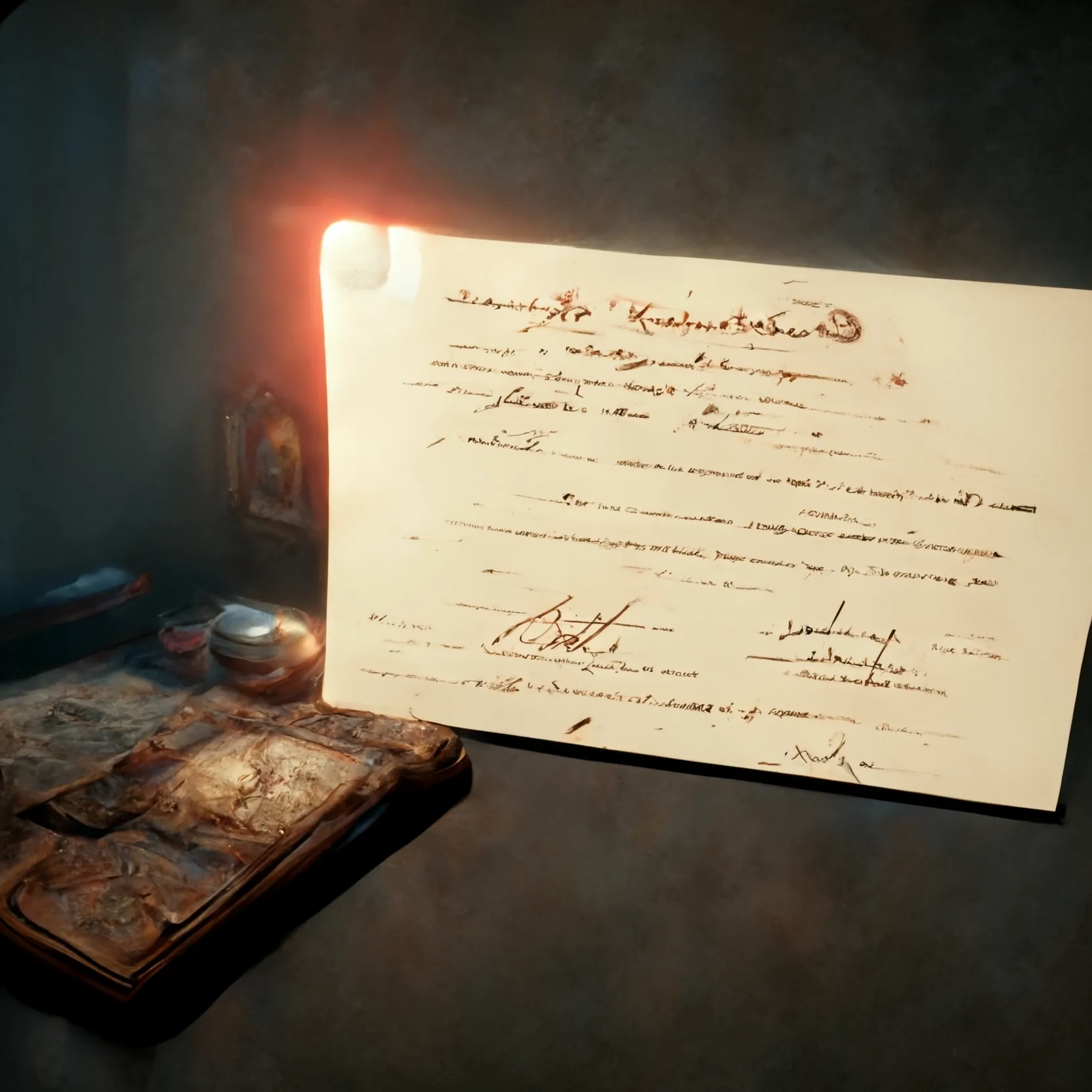 Contract signed by Isabella with the heretic's symbol. Isabella have seen it also in red, but not in wax - on walls of heretic cell - New World lore